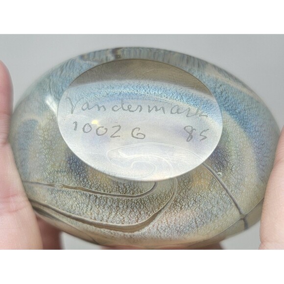 Vintage Vandermark Blue Art Glass Floral Perfume Bottle Signed And Numbered 5.5" - Picture 6 of 12